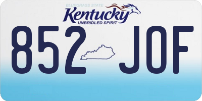 KY license plate 852JOF