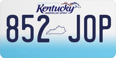 KY license plate 852JOP
