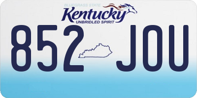 KY license plate 852JOU