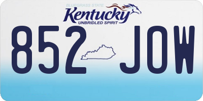 KY license plate 852JOW