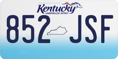 KY license plate 852JSF