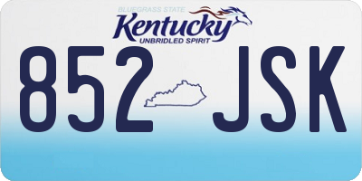 KY license plate 852JSK