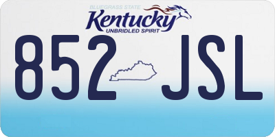 KY license plate 852JSL