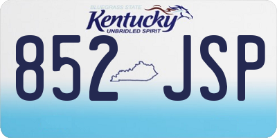 KY license plate 852JSP