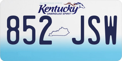 KY license plate 852JSW