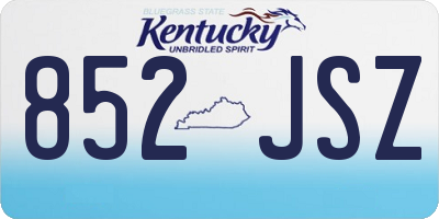 KY license plate 852JSZ