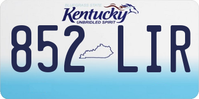 KY license plate 852LIR