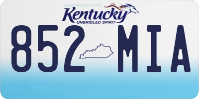 KY license plate 852MIA