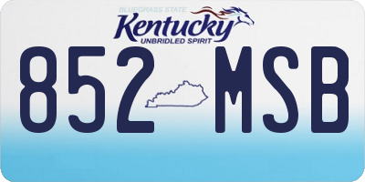 KY license plate 852MSB