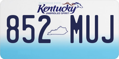 KY license plate 852MUJ