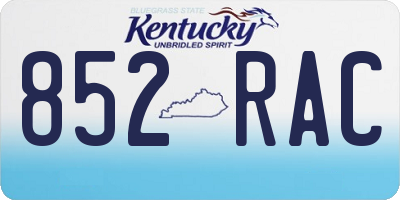 KY license plate 852RAC