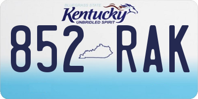 KY license plate 852RAK