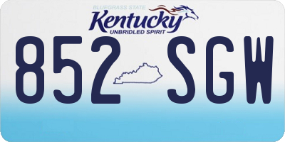 KY license plate 852SGW