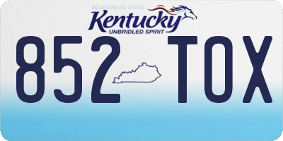 KY license plate 852TOX