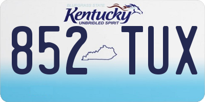 KY license plate 852TUX