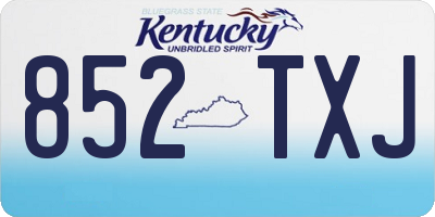 KY license plate 852TXJ