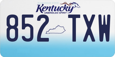 KY license plate 852TXW