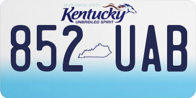 KY license plate 852UAB