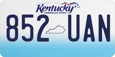 KY license plate 852UAN
