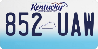 KY license plate 852UAW