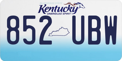 KY license plate 852UBW
