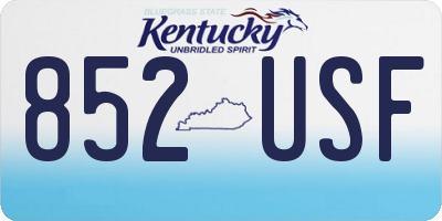 KY license plate 852USF