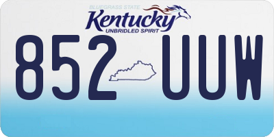 KY license plate 852UUW