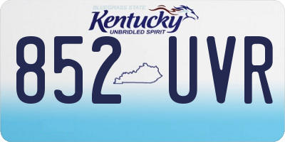 KY license plate 852UVR