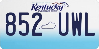 KY license plate 852UWL