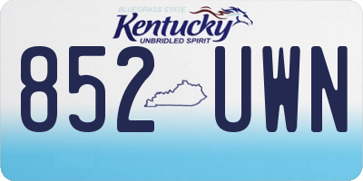 KY license plate 852UWN