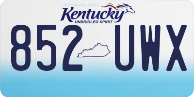 KY license plate 852UWX