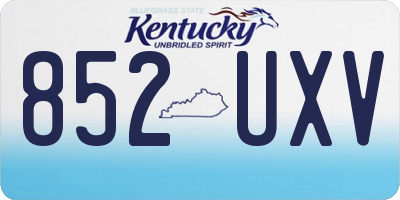 KY license plate 852UXV