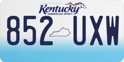 KY license plate 852UXW