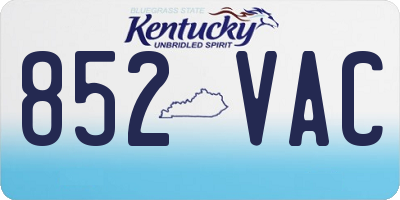 KY license plate 852VAC