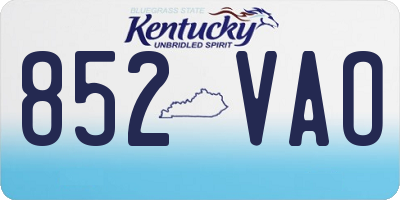 KY license plate 852VAO