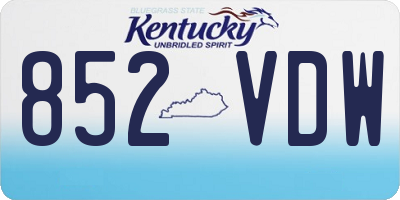 KY license plate 852VDW