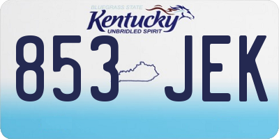 KY license plate 853JEK