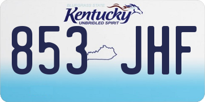 KY license plate 853JHF