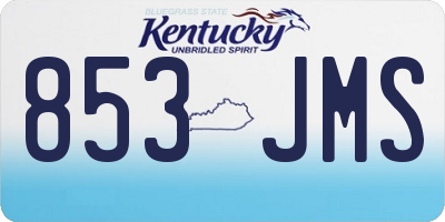 KY license plate 853JMS