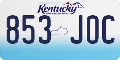 KY license plate 853JOC