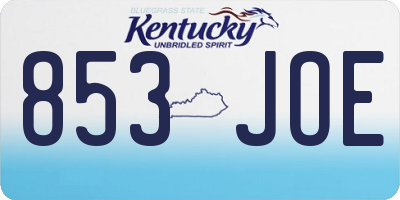 KY license plate 853JOE