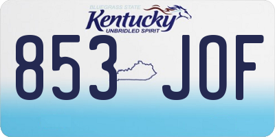 KY license plate 853JOF
