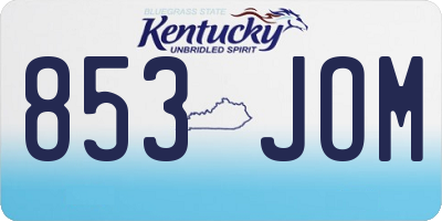 KY license plate 853JOM