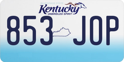KY license plate 853JOP