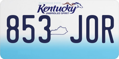 KY license plate 853JOR