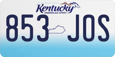 KY license plate 853JOS