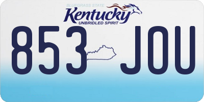KY license plate 853JOU