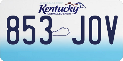 KY license plate 853JOV