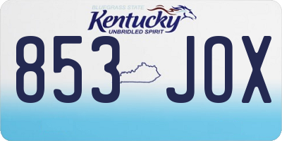 KY license plate 853JOX