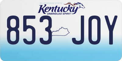KY license plate 853JOY